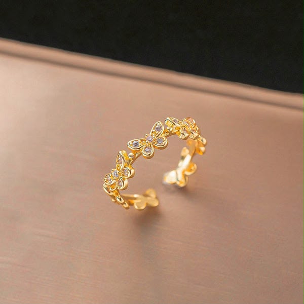 Premium Gold Plated Anti Tarnish Ring[butterfly]