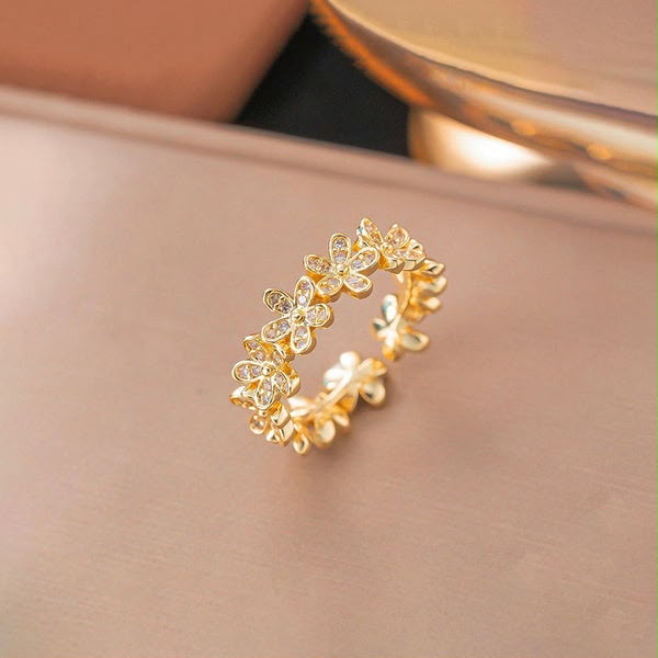 aesthetic anti tarnish gold plated ring [folwer]