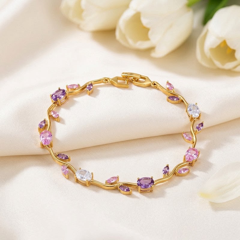 tulip bracelet golden anti tarnish [red and green]